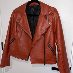 Faux leather zip up jacket